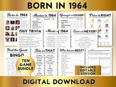 born in 1932 movie trivia game bundle with gold foil and black text on it