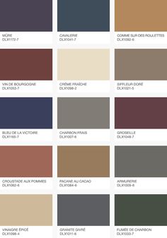 the color chart for different shades of paint