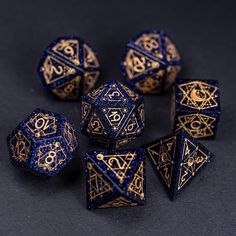 URWizards Dnd Blue Sandstone Engraved Dice Set Astrology Style Gold Inked - Urwizards Cool Dnd Dice, Dragon Dies, Dungeons And Dragons Dice, Blue Sandstone, Dice Tray, Dnd Dice, Polyhedral Dice, D&d Dungeons And Dragons, Rpg Games