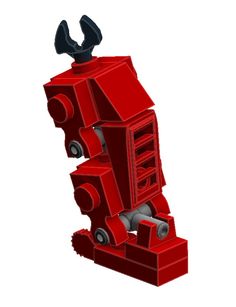 an image of a red robot made out of legos