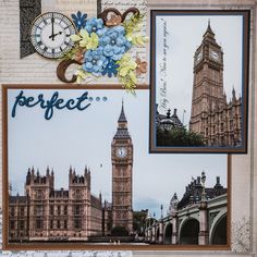 an altered photograph of big ben and the palace of westminster in london, england with text perfect