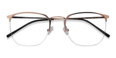 Rose Gold square eyeglasses available in variety of colors to match any outfit. These stylish semi-rimless, large sized metal eyeglasses include free single-vision prescription lenses, a case and a cleaning cloth. Urban Square, Rimless Eyeglasses, Pink Eyeglasses, Rose Gold Square, Metal Eyeglasses, Rimless Frames