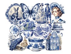 Vintage delft stickers Delft Decor, Delft Blue Pattern Design, Blue Delft, Dutch Culture, Delft Pottery, Blue And White Porcelain, Delft Blue, Blue Pottery Designs, Blue Pottery