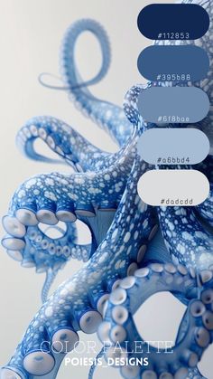 an octopus is shown in shades of blue and white with the caption color palette