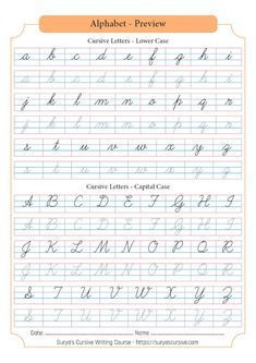 an alphabet practice book with cursive writing