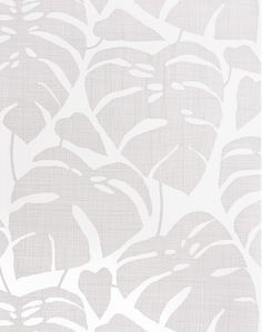 a white and grey wallpaper with leaves on it