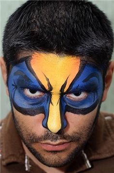 boys - top designs for boys? - Page 3 Eye Makeup Editorial, Yellow Face Paint, Wolverine Mask, Gold Face Paint, Guy Face, Body Paintings, Face Paint Ideas