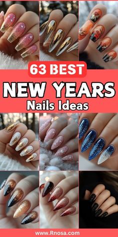 Explore 63 of the best New Year’s nail ideas in vibrant colors like red, pink, blue, and gold. From gold chrome to glittery stiletto shapes and festive designs, these nails are perfect for the holiday season. Add a unique, sparkly twist to your winter nails with these eye-catching designs that will make your New Year’s Eve unforgettable! Gold Chrome, Nails 2024, New Year's Nails, New Year’s Eve, Blue And Gold, Winter Nails, Nail Ideas, Blue Gold, Good News