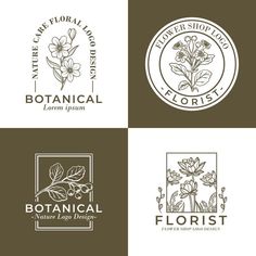 four logos for flower shop and florist