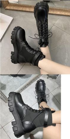 Black Platform Stylish Combat Boots sold by KoKo Fashion on Storenvy Goth Combat Boots, Black Platform Combat Boots, Combat Boots Aesthetic Grunge, Black Combat Boots Women, Combat Boots Aesthetic, Fashion Combat Boots, Boots Aesthetic, Chunky Combat Boots, Combat Shoes