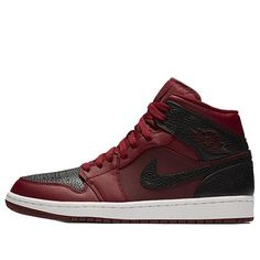 Air Jordan 1 Mid 'Reverse Banned' 554724-601 (AJ1/SNKR) University Red Leather Jordan Shoes For Streetwear, Mens Jordans, Nike Air Jordan 1 Mid, Nice Clothes, Swag Shoes, Air Jordan 1 Mid, Jordan 1 Mid, Jordans For Men, Sneakers Men Fashion