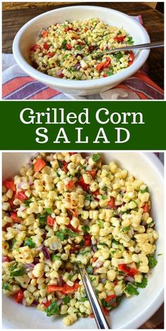 grilled corn salad with red peppers and green onions