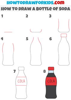 how to draw a bottle of soda for kids step by step drawing instructions and pictures