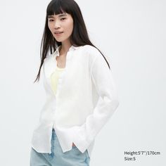 9 Linen Shorts Outfits To Wear On Repeat This Summer | Le Chic Street Uniqlo Tops, Uniqlo Women, White Button Down Shirt, White Button Down, Linen Blouse, Women Shirts Blouse, Linen Shorts