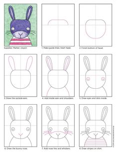 step by step instructions for how to draw an easter bunny