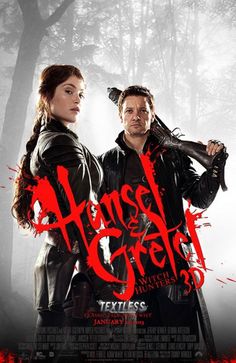 the poster for hans and gretel, which features two women in black outfits