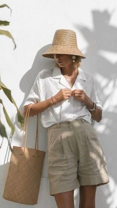 Linen Outfits, Coastal Grandmother, Summer Casual, Straw, Summer Outfits, Womens Shorts, For Women