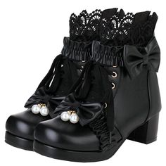 PRICES MAY VARY. APPROX MEASUREMENTS: The lolita boots heel height: 4cm,1.57"; Shaft Length : 20cm,7.87"; Top Opening Circumference: 25cm,9.44" COLOR:The kawaii shoes for women with Black white and pink,closed toe boots, block heel with a soft insole and additional design to ensure maximum comfortable. CLOSURE TYPE:Sweet lace up ankle boots,artificial wool inside design,very comfortable and suitable at all seasons. SUITABLE FOR ALL OF THE OCCASION – Classic style will be suitable for all kinds o Short Cowboy Boots, Kitten Heel Ankle Boots, Cute Ankle Boots, Goth Shoes, Gothic Shoes, Kawaii Shoes, Chunky Heel Ankle Boots, Comfort Shoes Women, Black Platform Boots