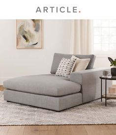 a living room scene with focus on the chaise