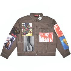 NWT Supreme Daido Moriyama Photo Print Denim Trucker Jacket Brown L AUTHENTIC | eBay Cotton Jacket Outfit, Daido Moriyama, 5 Pictures, Supreme Logo, Supreme Box Logo, Battle Jacket, Engraved Metal, Denim Trucker Jacket, Print Denim