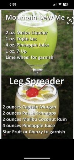 the recipe for lemonade is shown in three different pictures, including an orange and green drink