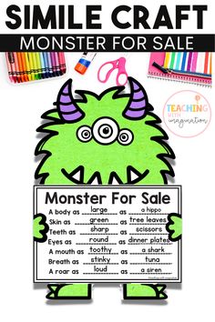 a monster for sale sign with the text, smile craft monster for sale