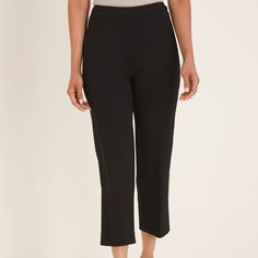 New With Tag Size 1= Us Size 8 Size 2=Us Size 12 Solid Color Cropped Pants For Workwear, Solid Color Cropped Leg Work Pants, Solid Cropped Pants For Work, Solid Cropped Workwear Pants, Solid Cropped Leg Work Pants, Workwear Cropped Leg Capris With Elastic Waistband, Workwear Capris With Elastic Waistband And Cropped Leg, Elegant Cropped Leg Bottoms For Business Casual, Classic Black Cropped Leg Pants