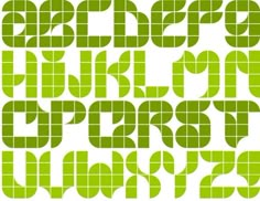 an alphabet made up of green squares and letters with the letter's lowercases