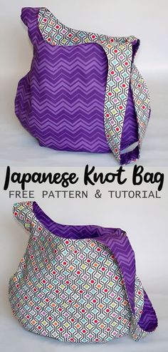 the japanese knot bag is made with free sewing pattern and instructions to make it in any size