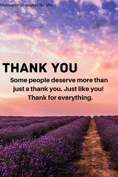 a lavender field with the words, thank you some people deserves more than just a thank you