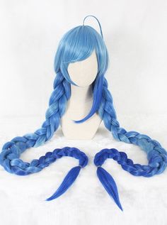 Blue Gradient Double Ponytail Sweet Lolita Cosplay Wigs Long Blue Hair, Easy Hairstyles For Short Hair, Pony Tail Hair, Light Blue Hair, Double Ponytail, Blue Wig, Classic Lolita