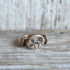 Red Clover Ring by Peg and Awl Recycled Metal Jewelry, Botanical Ring, Black Diamond Wedding Bands, Clover Ring, Waxed Canvas Bag, Bronze Ring, Rose Gold Wedding Bands, Botanical Jewelry, Wide Band Rings