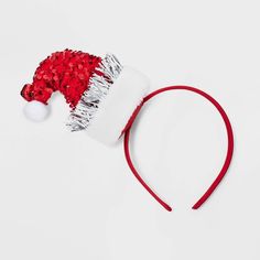 The Girls' Sequins Santa Hat Headband by Cat & Jack™ Red adds a festive sparkle to any holiday outfit. Featuring a cute Santa hat design covered in shimmering sequins, this headband is perfect for Christmas parties, school events or family gatherings. Made from soft, lightweight material, it provides a comfortable fit. Fun and festive, this headband is a must-have accessory to spread holiday cheer and complete any Christmas look. Cat & Jack™ - Designed for all children so you can trust it's made Christmas Tree Headband, Cute Santa Hat, Red Target, Hair Twisters, Tinsel Christmas Tree, Festival Headband, Target Beauty, Antler Headband, Hat Headband