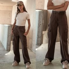 Brand New With Tags Size 28 Brown Cargo Jeans Outfit, Brown Jeans Outfit Women, Cargo Jeans Outfit Women, Carpenter Pants Outfit, Brown Cargo Pants Outfit, Brown Jeans Outfit, Cargo Jeans Outfit, 2024 Fits, Cargo Outfit