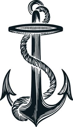 an anchor with a rope on the end, vintage line drawing or engraving illustration stock photo