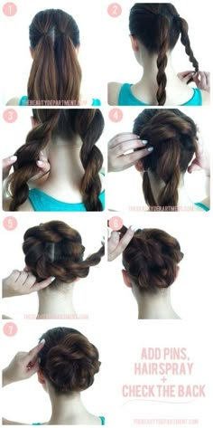 Rope Braided Bun Hair Tutorial Sanggul Modern, Braided Bun, Braided Updo, Short Hairstyle, Pretty Hair, Great Hair