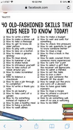 an old - fashioned skills that kids need to know today are on the facebook page