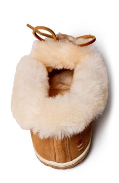 Plush genuine-shearling trim and lining bring ultimate comfort and warmth to this sheepskin slipper set on a grippy rubber sole for indoor-and-outdoor wear. Leather and genuine-shearling (Dominican Republic) upper/genuine-shearling lining/rubber sole Imported Winter Brown Sheepskin Slippers, Men Bedding, Shearling Slippers, Sheepskin Slippers, Rollerball Perfume, Men Loafers, Platform Slippers, Maternity Shops, Kids Sandals