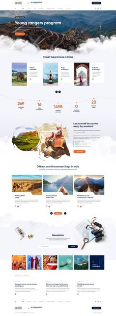 an image of the landing page for a website with many different images and text on it