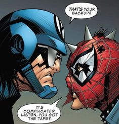 spider - man and dared face to face with each other