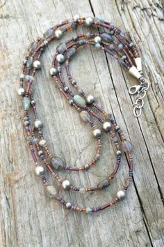 Boho Jewellery Necklaces, Labradorite Jewelry, Labradorite Necklaces, Diy Schmuck, Bijoux Diy, Multi Strand Necklace, Precious Jewelry, Strand Necklace, Jewelry Projects