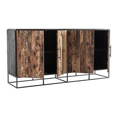 Rustika Sideboard 4 Doors, Rustic Boat Wood & Nordic Black by Novasolo This rustic sideboard is a storage showpiece that suits anywhere from dining room to home office. It is a piece that translates into more spaces than one. Featuring four internal shelving compartments behind the two sets of wooden doors, it is an absolute storage saviour. Slim iron frames delicately outline the geometric designs of this piece, adding both edge and attitude. Style tip: use the top as a display surface for all your treasures, from family portraits and favourite finds, to books and vases, all finished with a beautiful lamp. Rustika is pared back, sophisticated style handcrafted for your living space. Slim iron frames delicately outline the geometric designs of this collection, adding both edge and attitude Dining Room To Home Office, Dining Server, Rustic Sideboard, Iron Hardware, Nesting Coffee Tables, 5 Piece Dining Set, Modern Vibe, Patio Dining Set, Beautiful Lamp