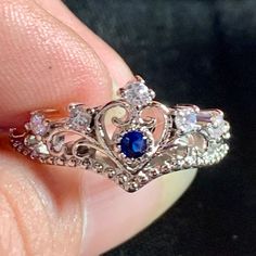 Nwt 925 Sterling Silver Zirconia Stones, Size 6. Really Beautiful. Silver Ring With Blue Stone, Shein Jewelry, Nontraditional Engagement Rings, Cute Promise Rings, Blue Diamond Engagement Ring, Garnet And Gold, Beautiful Wedding Rings, Engagement Ring Diamond Cut, Pinky Promise