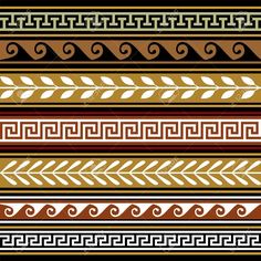 a set of different types of decorative borders and dividers in gold, red, black and white