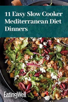 the cover of an easy slow cooker mediterranean diet dinners cookbook is shown on a plate