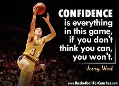 a basketball player is about to dunk the ball in front of him with a quote from jerry west