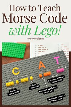 lego letters and numbers on a table with text overlay that reads how to teach morse code with lego