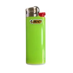 a bright green lighter with the word big on it's side and a red top