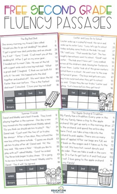 the free second grade flunchy passages for students to use in their classroom