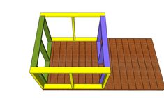 a wooden deck with two different colored boards on it and the bottom part of the platform